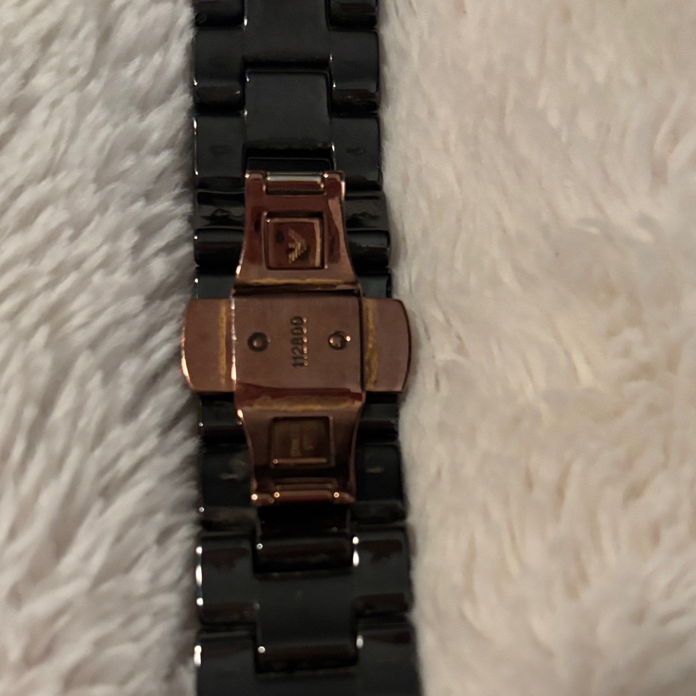 Emporio Armani AR1410 Ceramica Men’s Analog Black and Rose Gold Versatile Watch - Picture 6 of 16